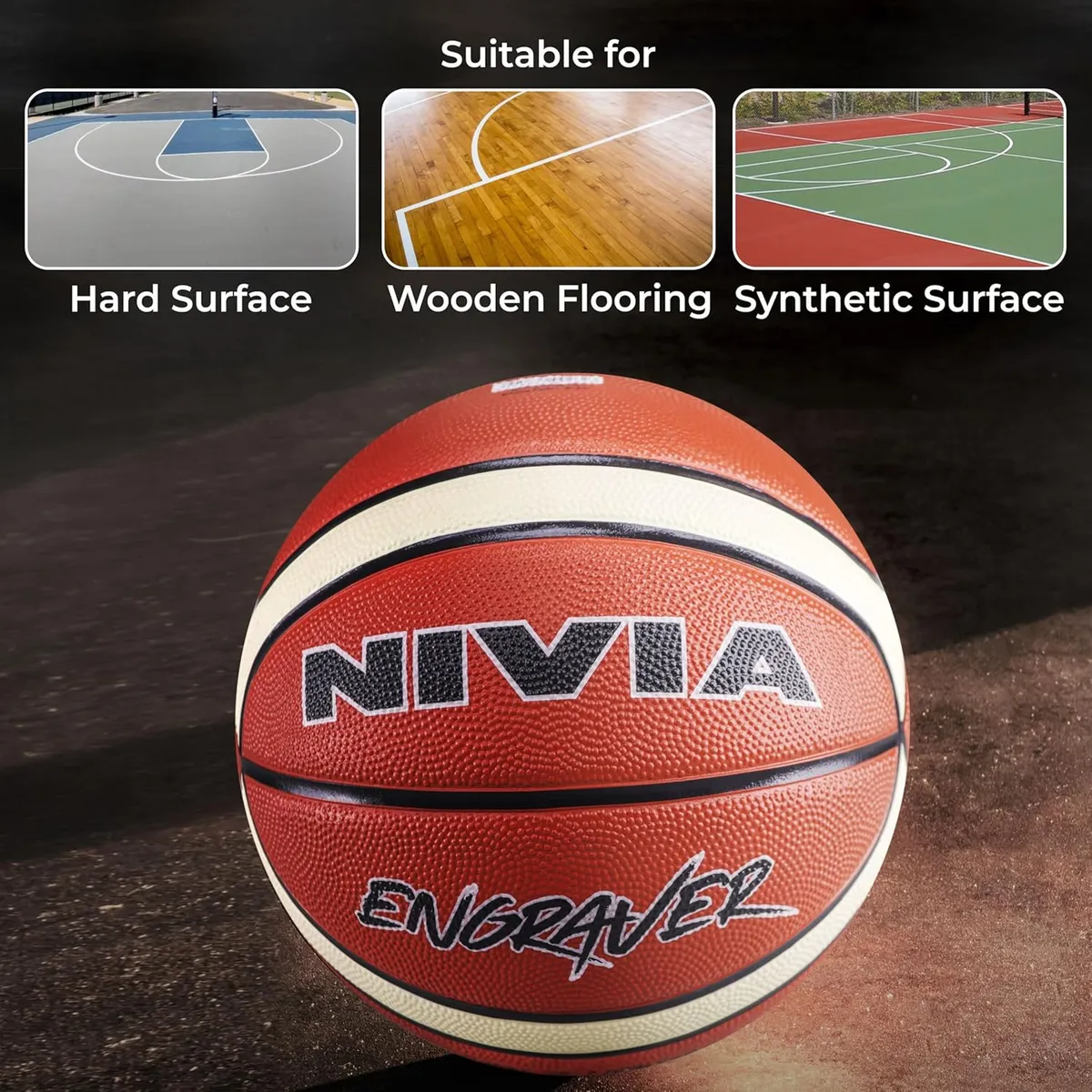Nivia BB-202 Engraver Basketball 14 Panel Size 6