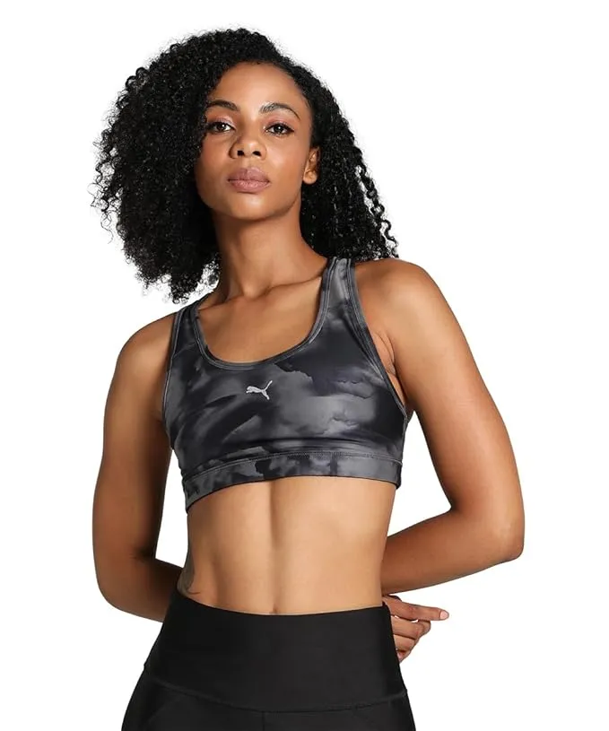 Puma Run 4Keeps Mid Impact AOP Bra Black XL