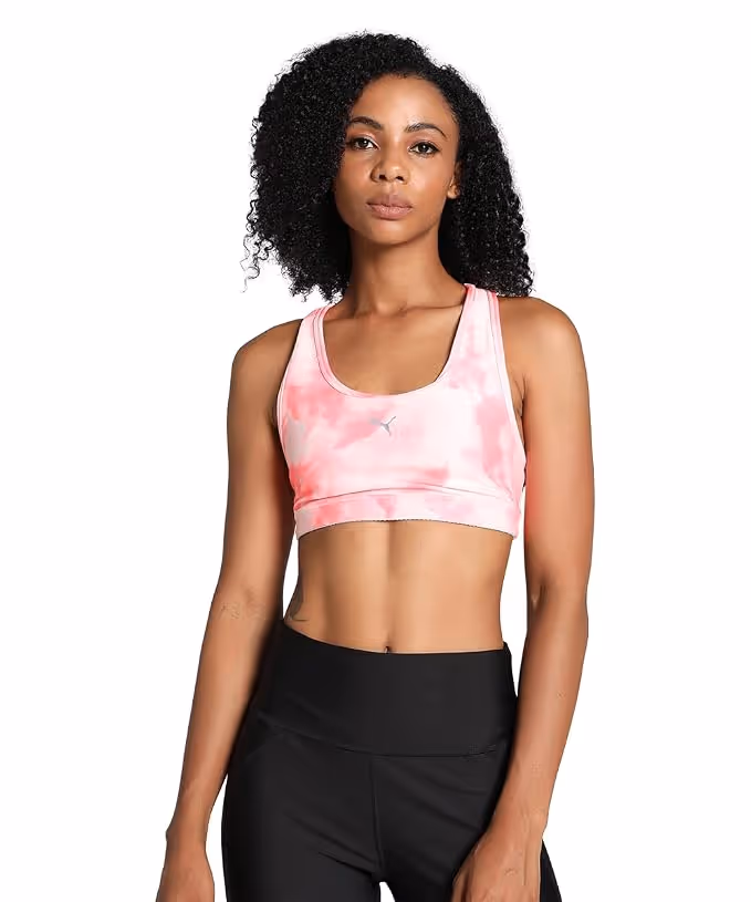 Puma Women's RUN 4KEEPS MID IMPACT AOP BRA PUMA Black Sports Bra Mid Impact PUMA Black XL