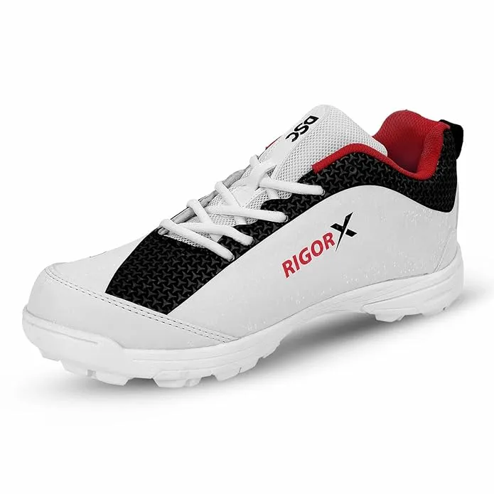 DSC Rigor X Cricket Shoes Rubber Spike White/Black Size 10