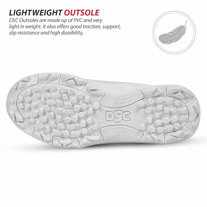DSC Rigor X Cricket Shoes Rubber Spike White/Black Size 10