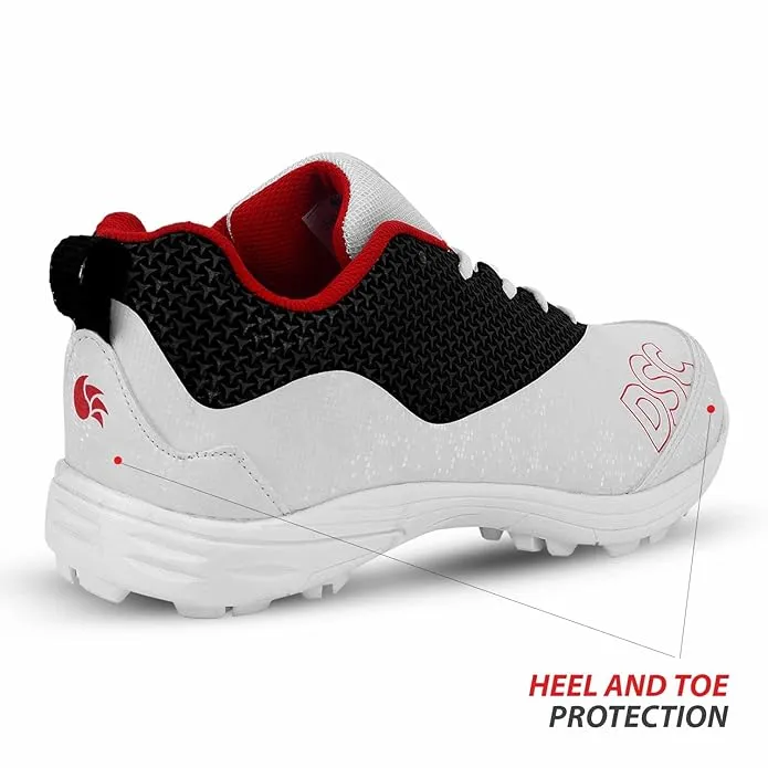 DSC Rigor X Cricket Shoes Rubber Spike White/Black Size 10
