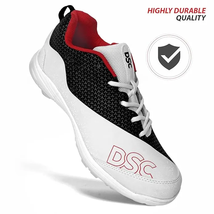 DSC Rigor X Cricket Shoes Rubber Spike White/Black Size 10