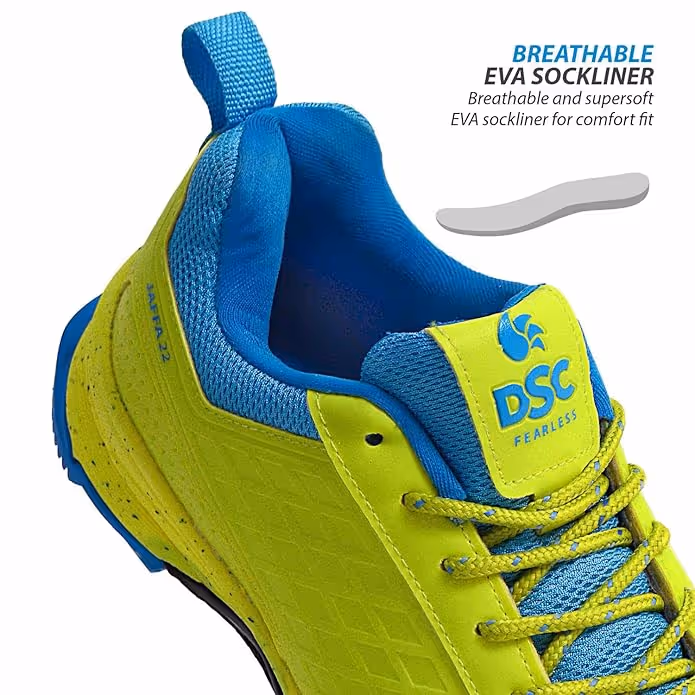 DSC JAFFA 22 Cricket Shoes Rubber Spike Fluorescent Yellow Size 11