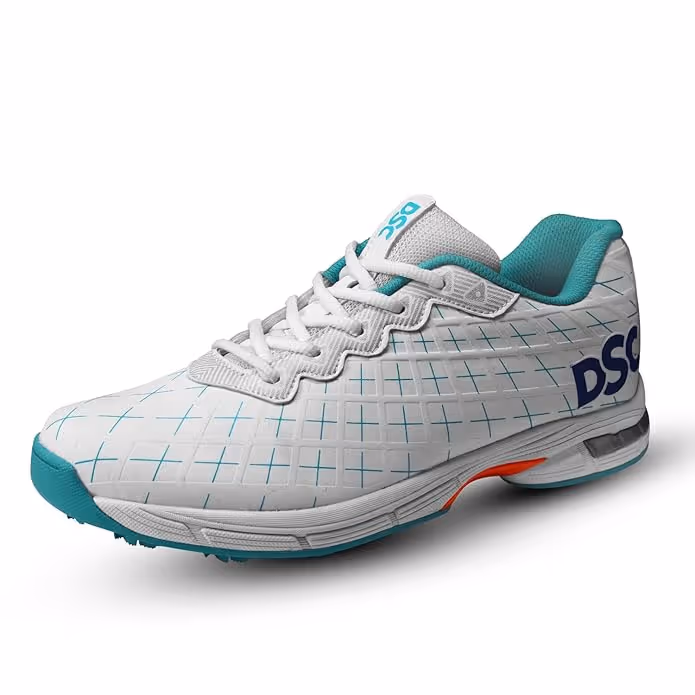 DSC BIFFER 22 Cricket Shoes Rubber Spike Cyan/White 2023 Size 11