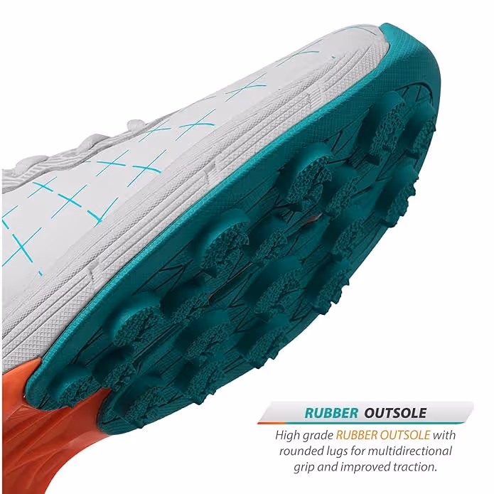 DSC BIFFER 22 Cricket Shoes Rubber Spike Cyan/White 2023 Size 11