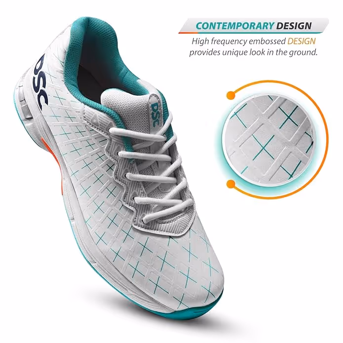 DSC BIFFER 22 Cricket Shoes Rubber Spike Cyan/White 2023 Size 11