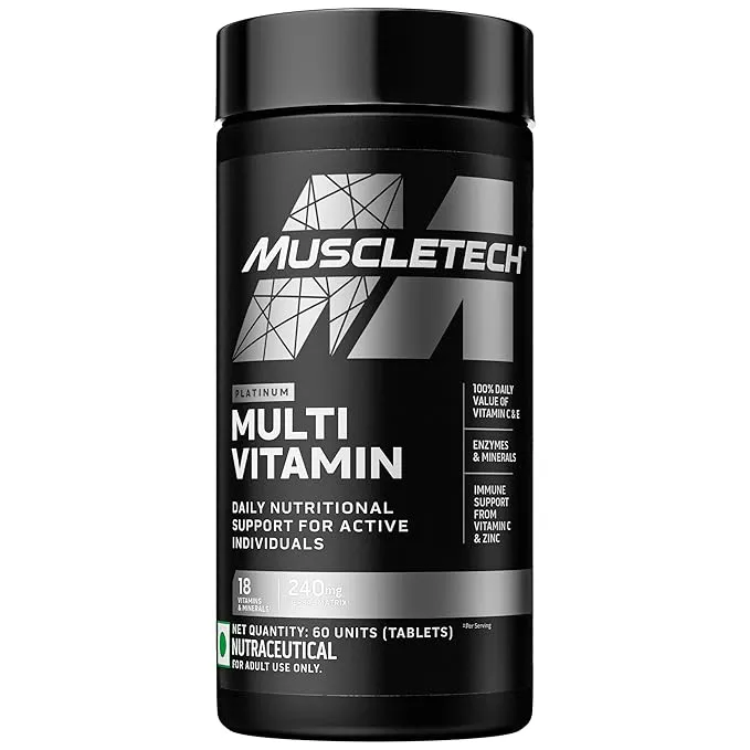 MuscleTech Platinum Multivitamin 18 Vitamins Minerals Amino Herbal 60 Tablets