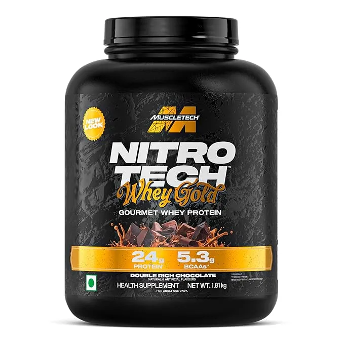 MuscleTech NitroTech 100% Whey Gold Double Rich Chocolate 1.81 kg (4 lb) ~50 Servings 24g Protein