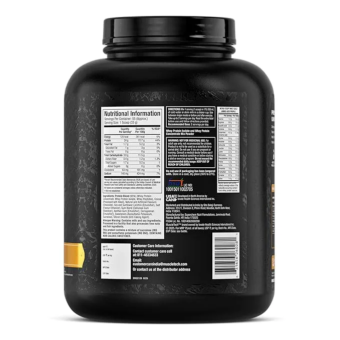 MuscleTech NitroTech 100% Whey Gold Double Rich Chocolate 1.81 kg (4 lb) ~50 Servings 24g Protein