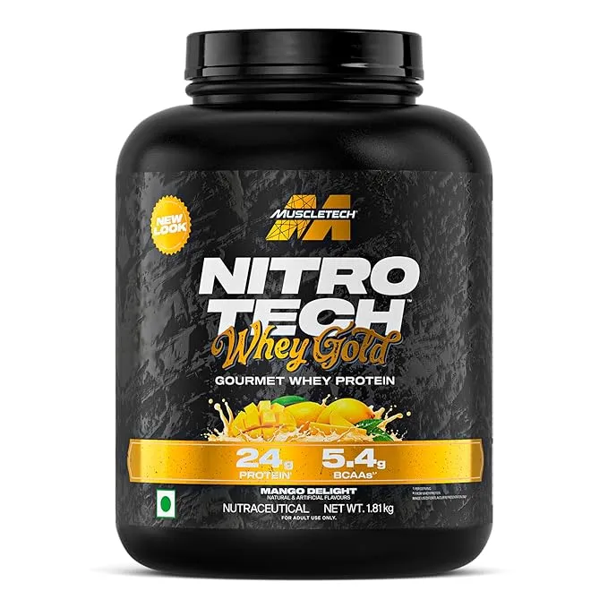 MuscleTech NitroTech 100% Whey Gold Mango Delight 1.81 kg (4 lb) ~50 Servings 24g Protein