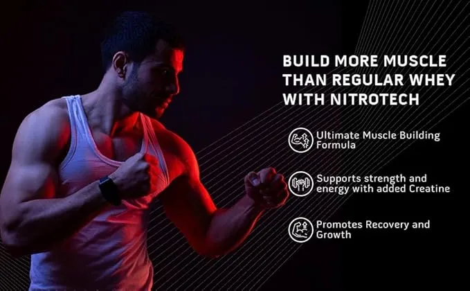 MuscleTech NitroTech Performance Whey Protein Cookie & Cream 1.81 kg (4 lb) 30g Protein 3g Creatine