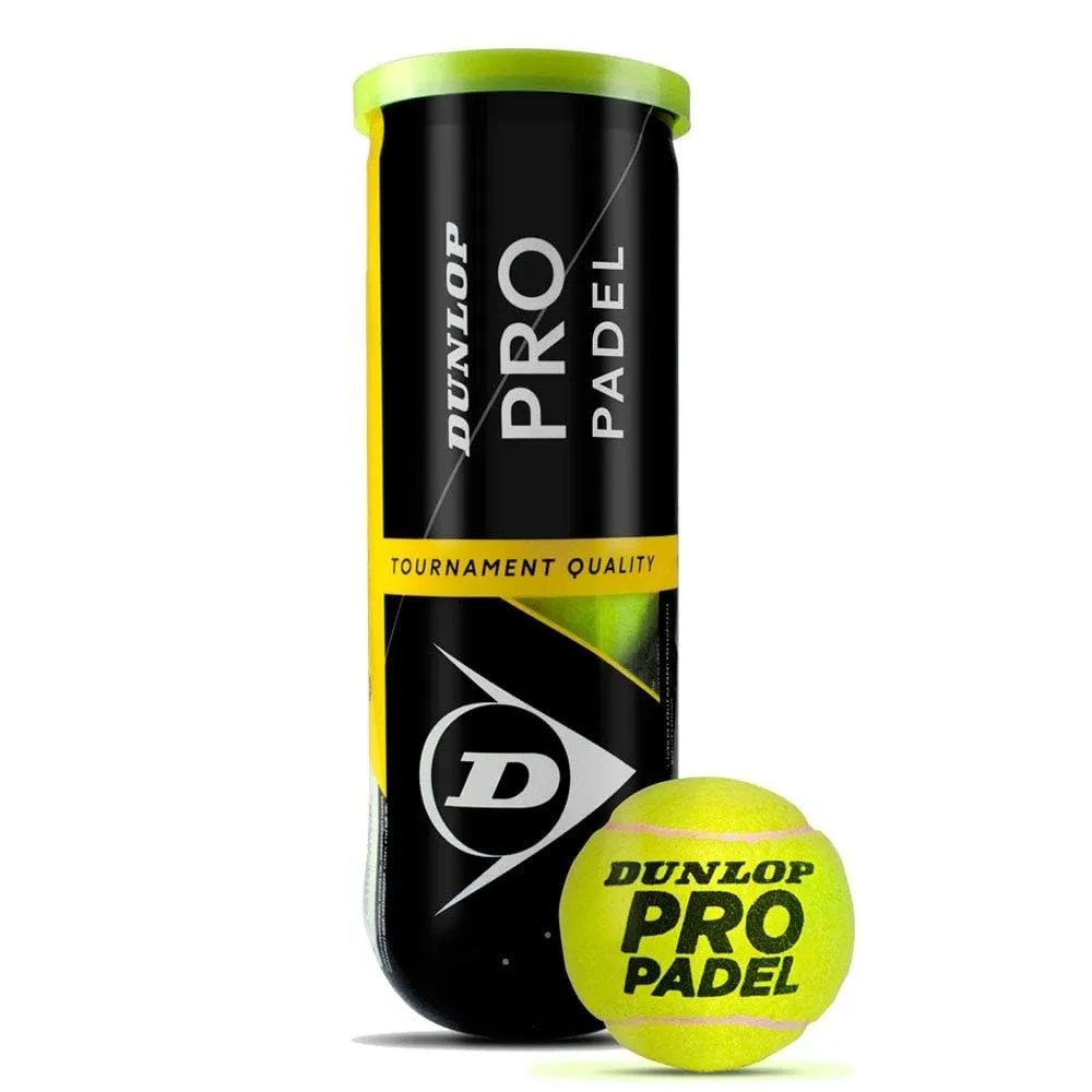 Dunlop Pro Padel Balls Can of 3 FIP Approved LTA Official Yellow