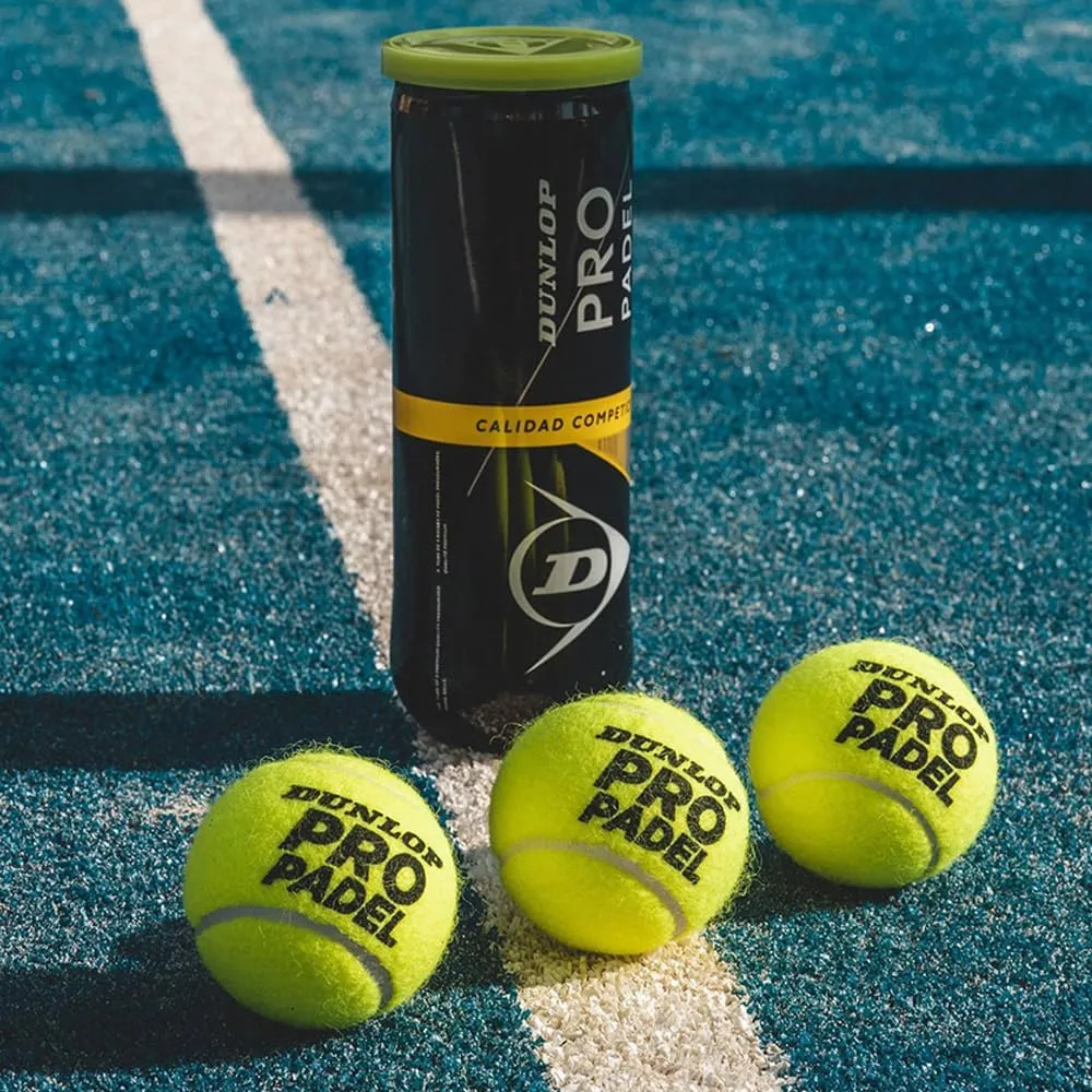 Dunlop Pro Padel Balls Can of 3 FIP Approved LTA Official Yellow