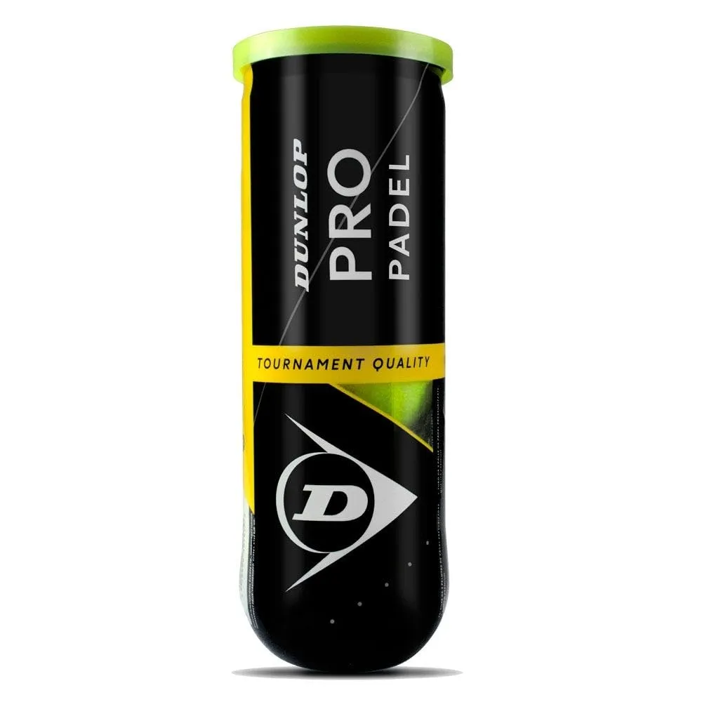 Dunlop Pro Padel Balls Can of 3 FIP Approved LTA Official Yellow