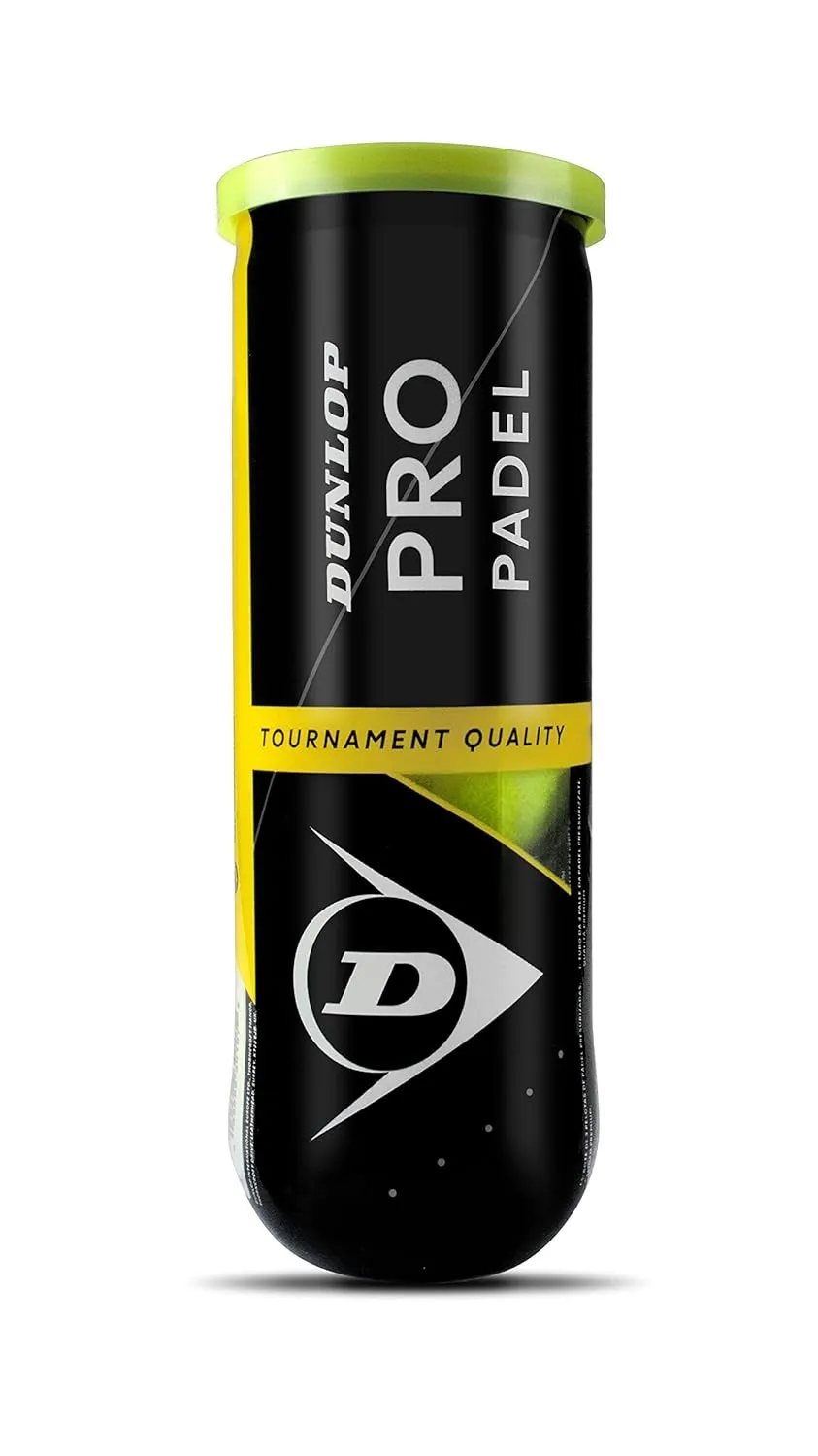 Dunlop Pro Padel Balls Can of 3 FIP Approved LTA Official Yellow