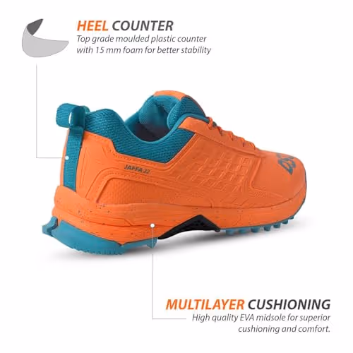 DSC JAFFA 22 Cricket Shoes Rubber Spike Orange/White 2023 Size 6