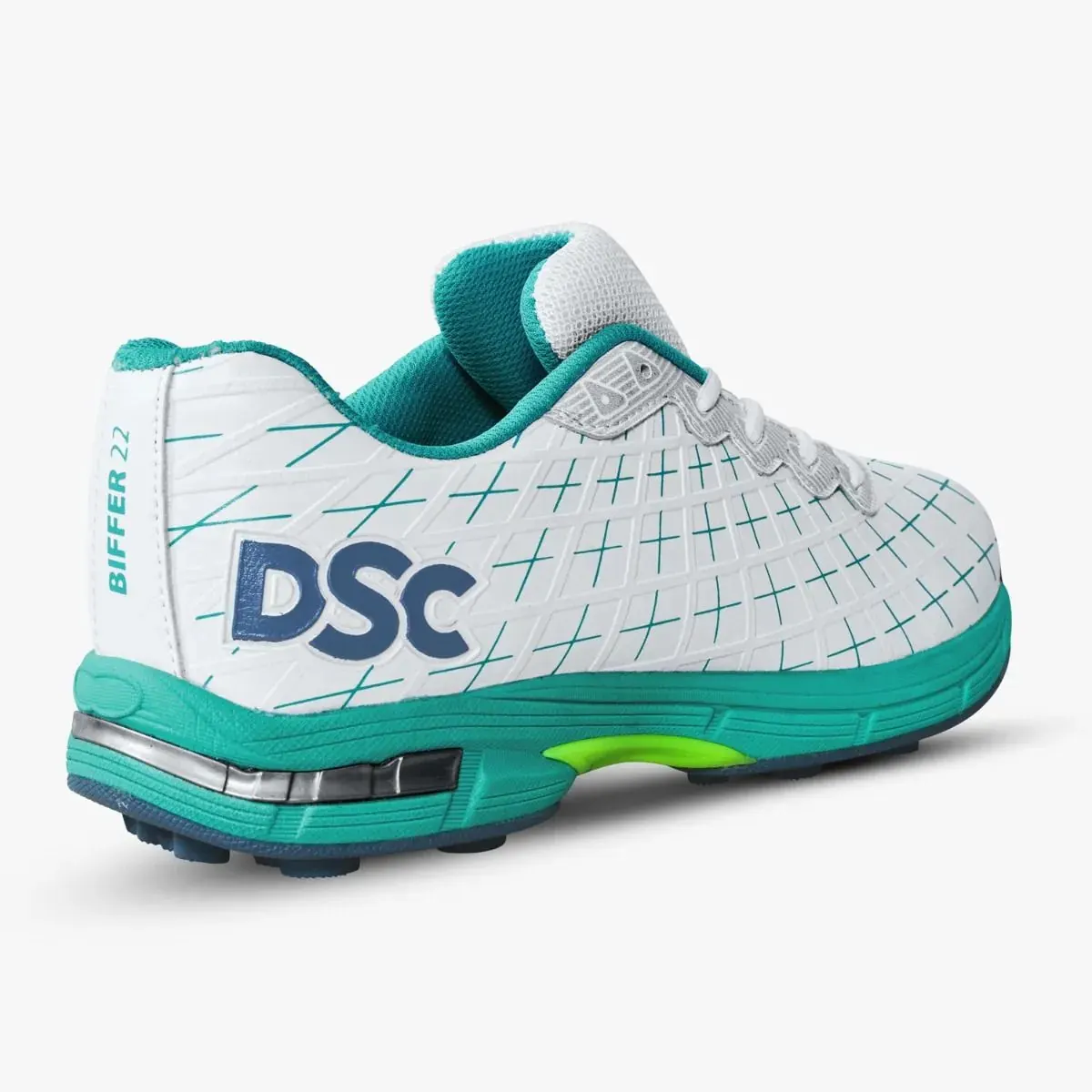 DSC BIFFER 22 Cricket Shoes Rubber Spike Green/White 2023 Size 8
