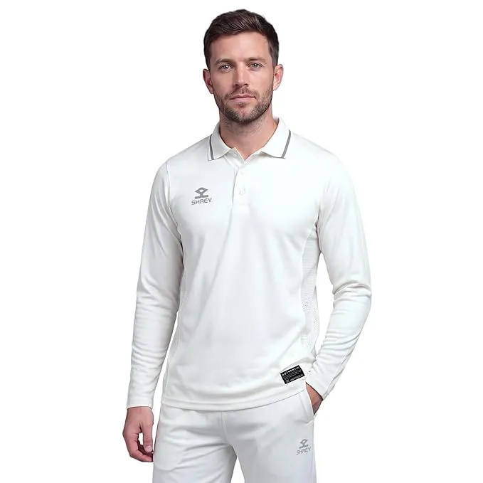 Shrey Premium Full Sleeves Cricket T-Shirt Off White Size XS