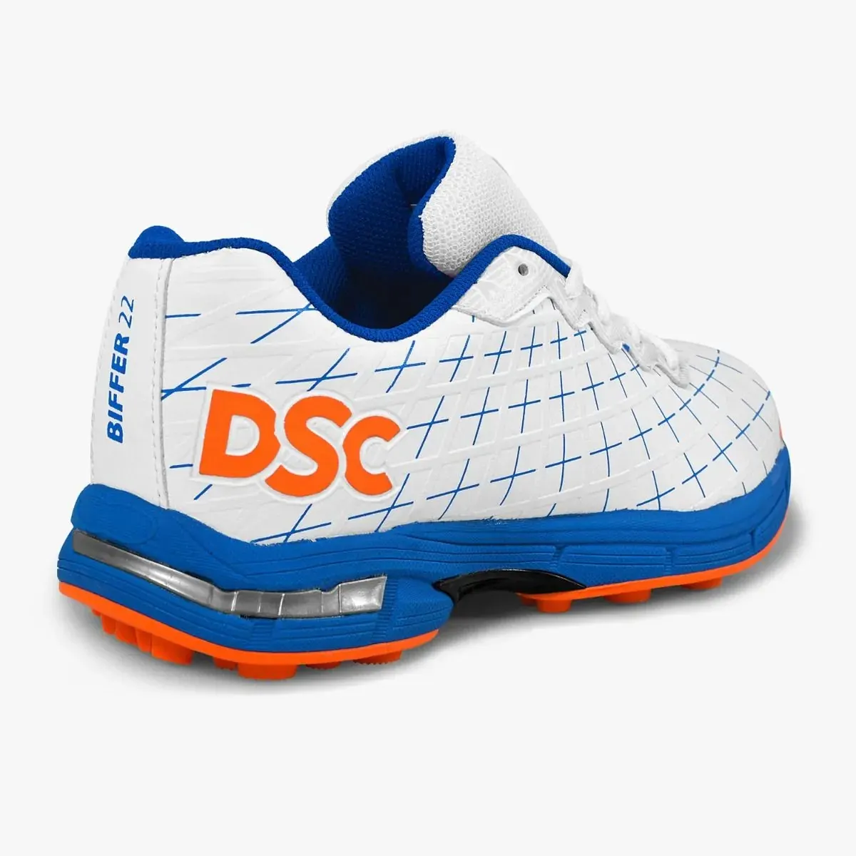 DSC JAFFA 22 Cricket Shoes Rubber Spike Royal Blue/Orange 2023 Size 6