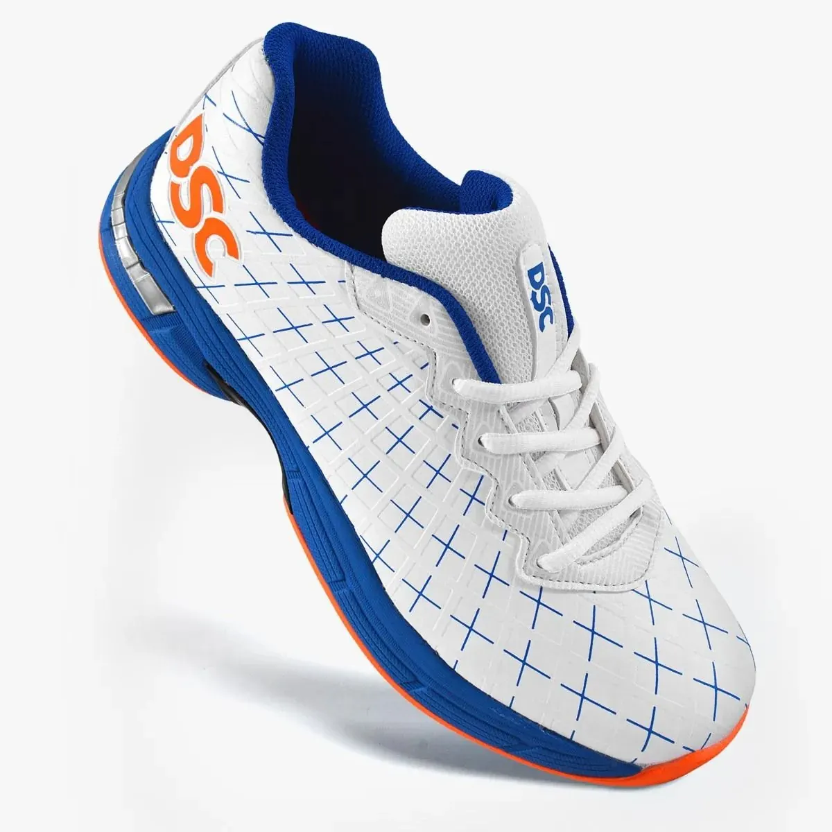 DSC JAFFA 22 Cricket Shoes Rubber Spike Royal Blue/Orange 2023 Size 6