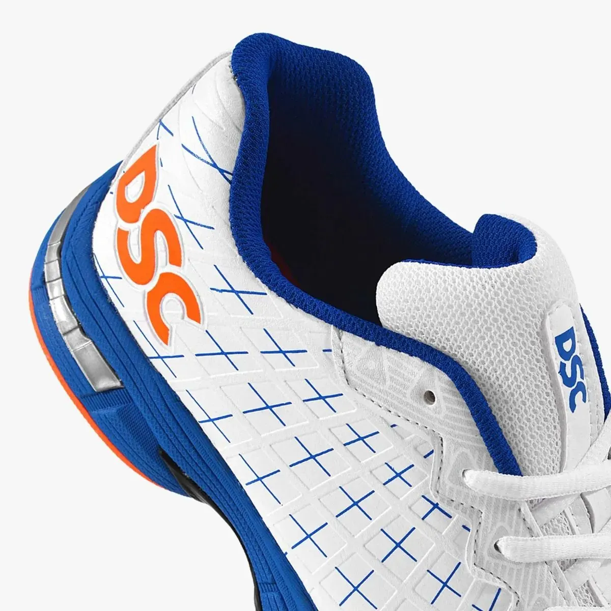 DSC JAFFA 22 Cricket Shoes Rubber Spike Royal Blue/Orange 2023 Size 6