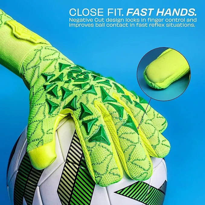 Nivia 1237 Ashtang Goalkeeper Gloves Sky Blue/Fluorescent Green Size S