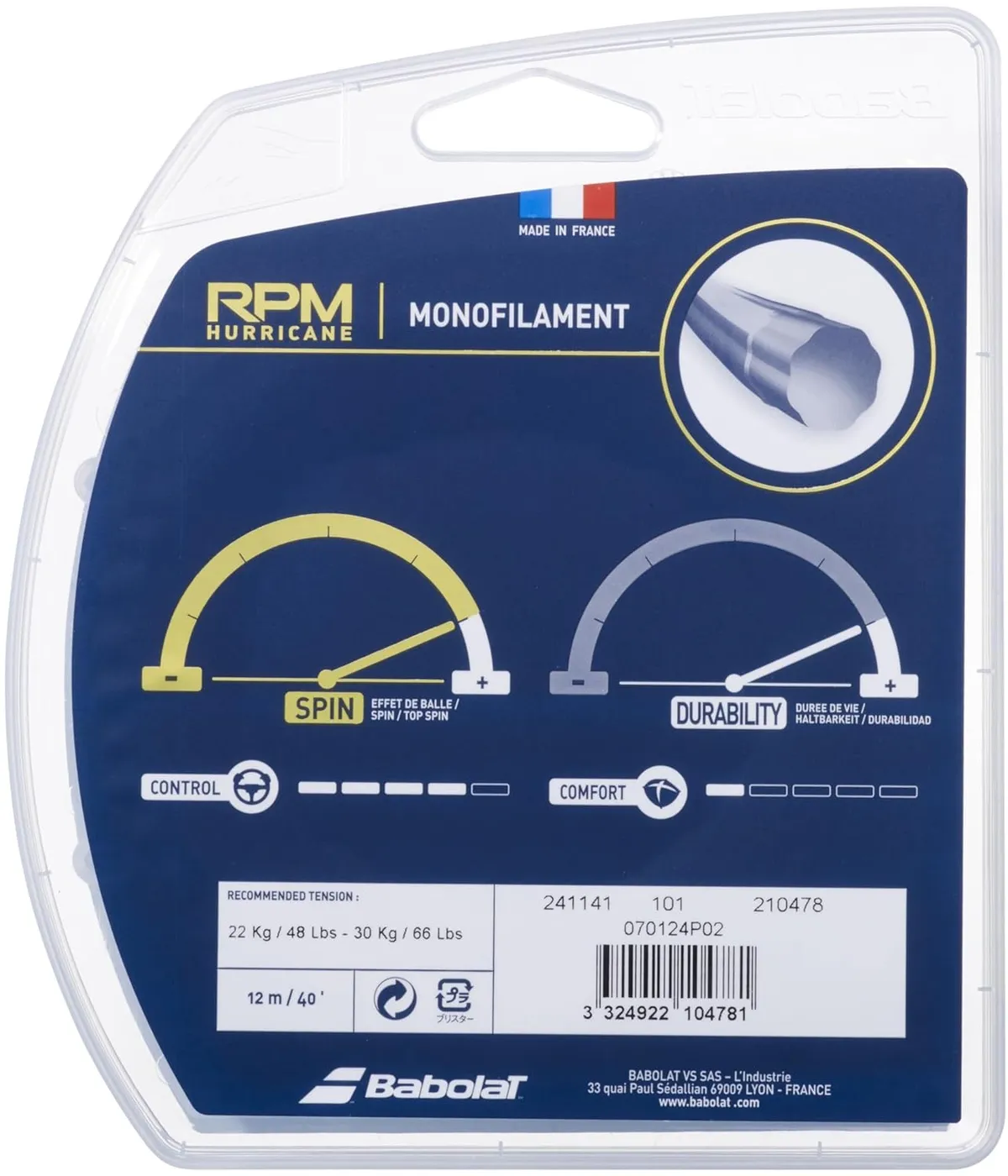 Babolat RPM Hurricane 12m Tennis String White 16 Gauge 1.30mm