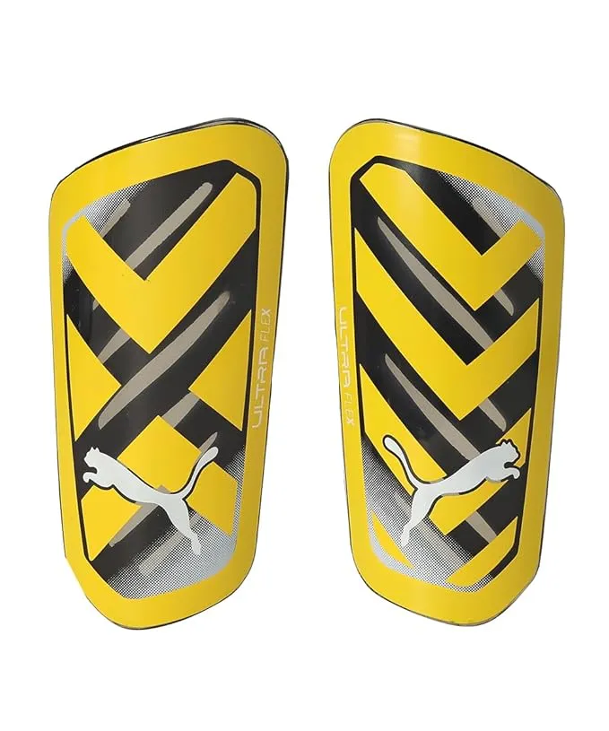 PUMA Ultra Flex Sleeve Shin Guards 030871_07 Yellow Blaze/PUMA Black Size S