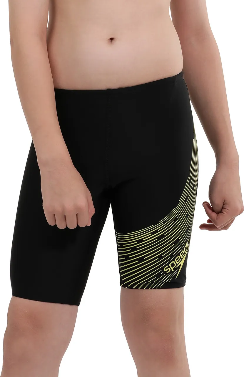 Speedo Boys Medley Logo Jammer Black/Lemon Drizzle Size 32