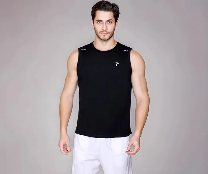 Total KR Active 5120 Men's Slim Fit Singlet Black XX-Large Polyester Muscle Tee Gym