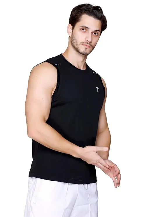 Total KR Active 5120 Men's Slim Fit Singlet Black XX-Large Polyester Muscle Tee Gym