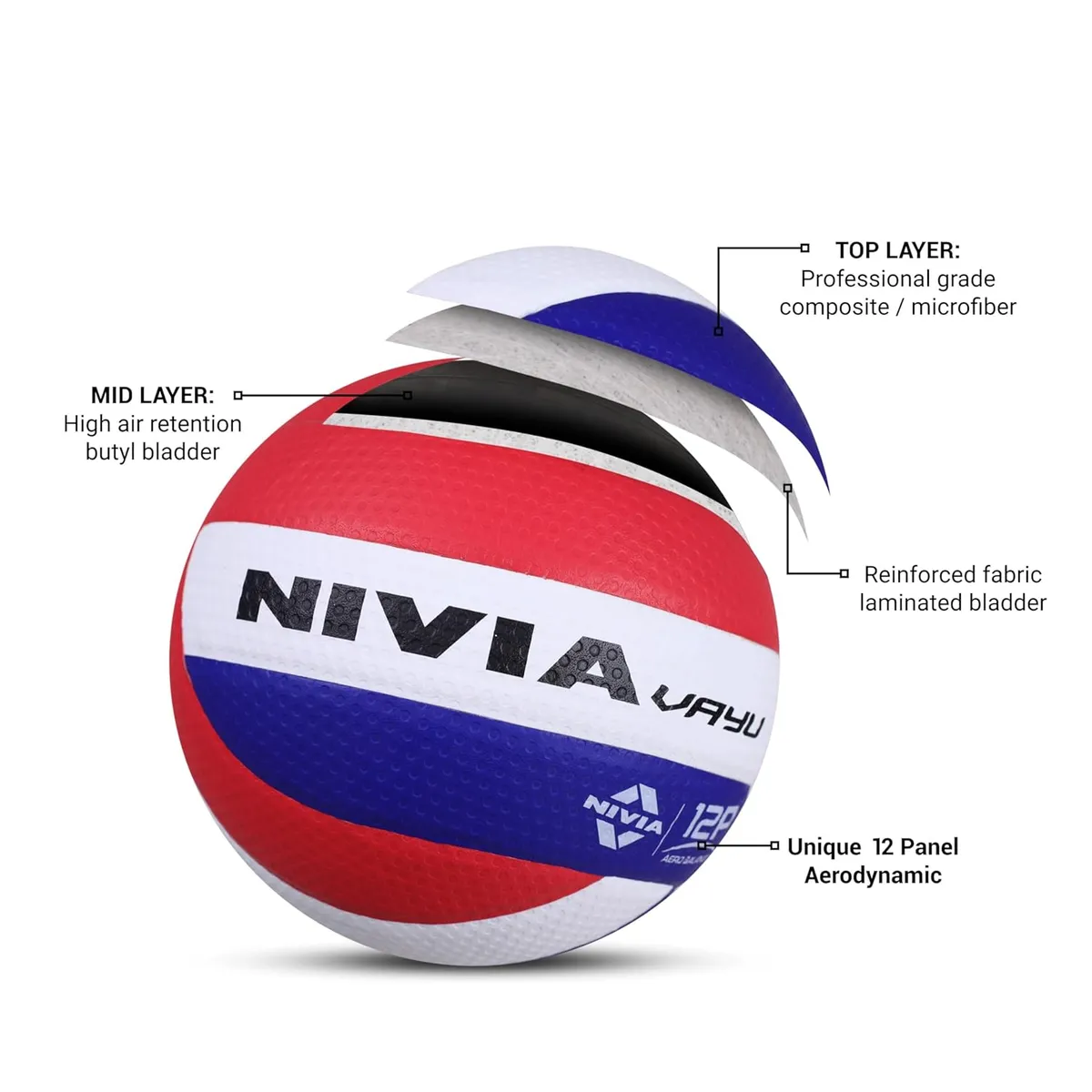 Nivia VB-1132 (Vayu Pasted) Volleyball PU Size 4