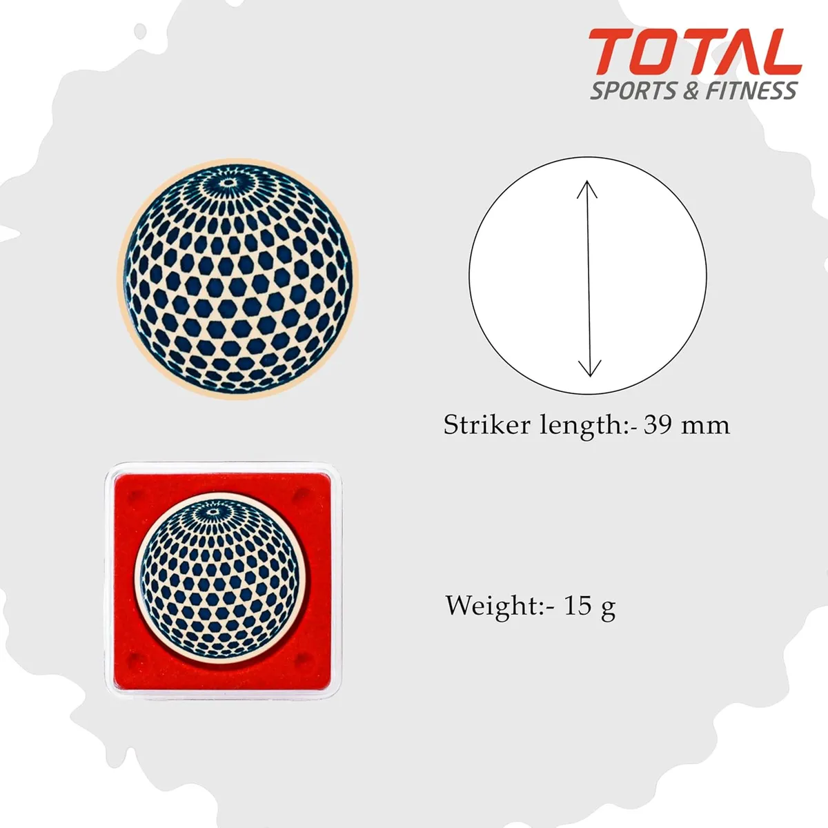 Total Legend Carrom Striker 15g Professional Club Grade Smooth Rebound with Case