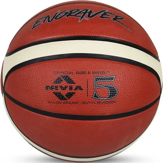 Nivia Engraver Basketball Size 5 BFI Standard 14 Panels Rubber Pebbled Butyl All Surface