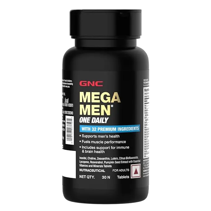 GNC Mega Men One Daily Multivitamin 32 Ingredients 60 Tablets