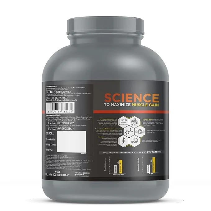 MuscleBlaze Biozyme Whey Protein PR Chocolate Fudge 4.4lb 30g Protein 3g Creatine AstraGin