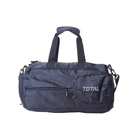 Total Drill Gym Bag Black Durable Polyester Multiple Compartments Shoulder Strap Training Sports