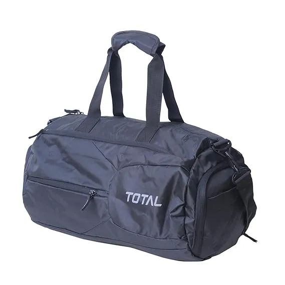 Total Drill Gym Bag Black Durable Polyester Multiple Compartments Shoulder Strap Training Sports