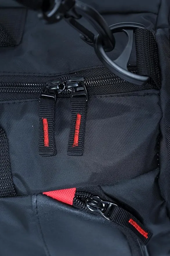 Total Grapel Gym Bag Black/Red Durable Polyester Multiple Compartments Shoulder Strap Sports