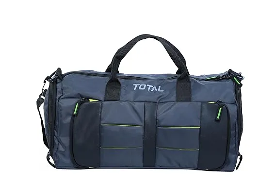 Total Grapel Gym Bag Grey/Green Durable Polyester Multiple Compartments Shoulder Strap Sports
