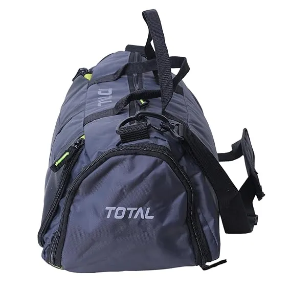 Total Grapel Gym Bag Grey/Green Durable Polyester Multiple Compartments Shoulder Strap Sports