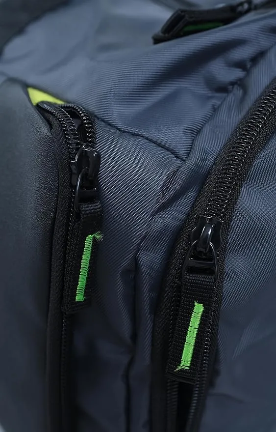 Total Grapel Gym Bag Grey/Green Durable Polyester Multiple Compartments Shoulder Strap Sports