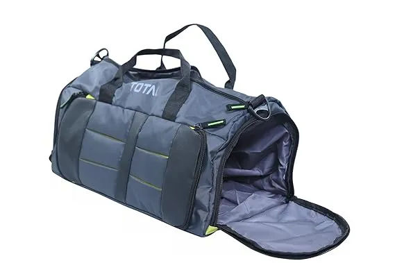 Total Grapel Gym Bag Grey/Green Durable Polyester Multiple Compartments Shoulder Strap Sports