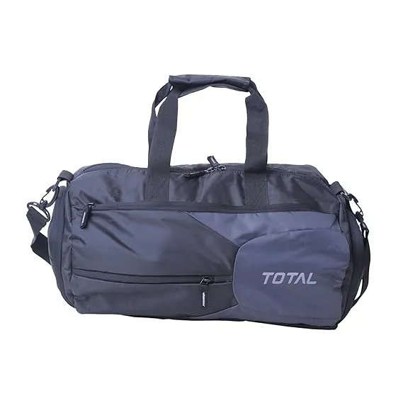Total Striker Gym Bag Black Durable Polyester Multiple Compartments Shoulder Strap Sports Training