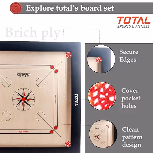 Total Precise Elegant Hi-Birch Ply Carrom Board 20mm Original Birch A Grade Plywood 29x29 AICF ICF