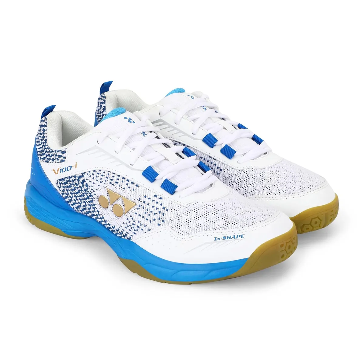 Yonex V100-i Jr Badminton Shoes White Blue Hawaii Size 3