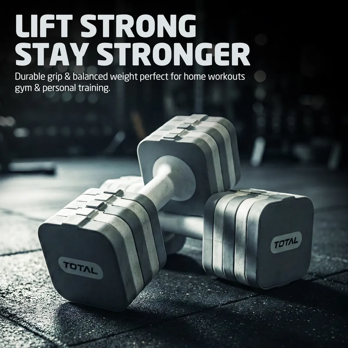 Total Sports CH-TSF3-1 Adjustable Dumbbell Set 10 KG Pair Grey White