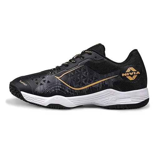 Nivia Hy-Court 3.0 Badminton Shoes BD-1262BK Duo Foam Herringbone Non-Marking Black UK 6