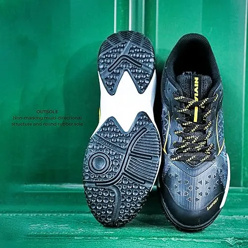 Nivia Hy-Court 3.0 Badminton Shoes BD-1262BK Duo Foam Herringbone Non-Marking Black UK 6